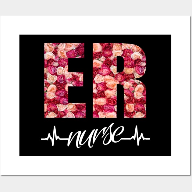 ER Nurse Heartbeat Roses Wall Art by Duds4Fun